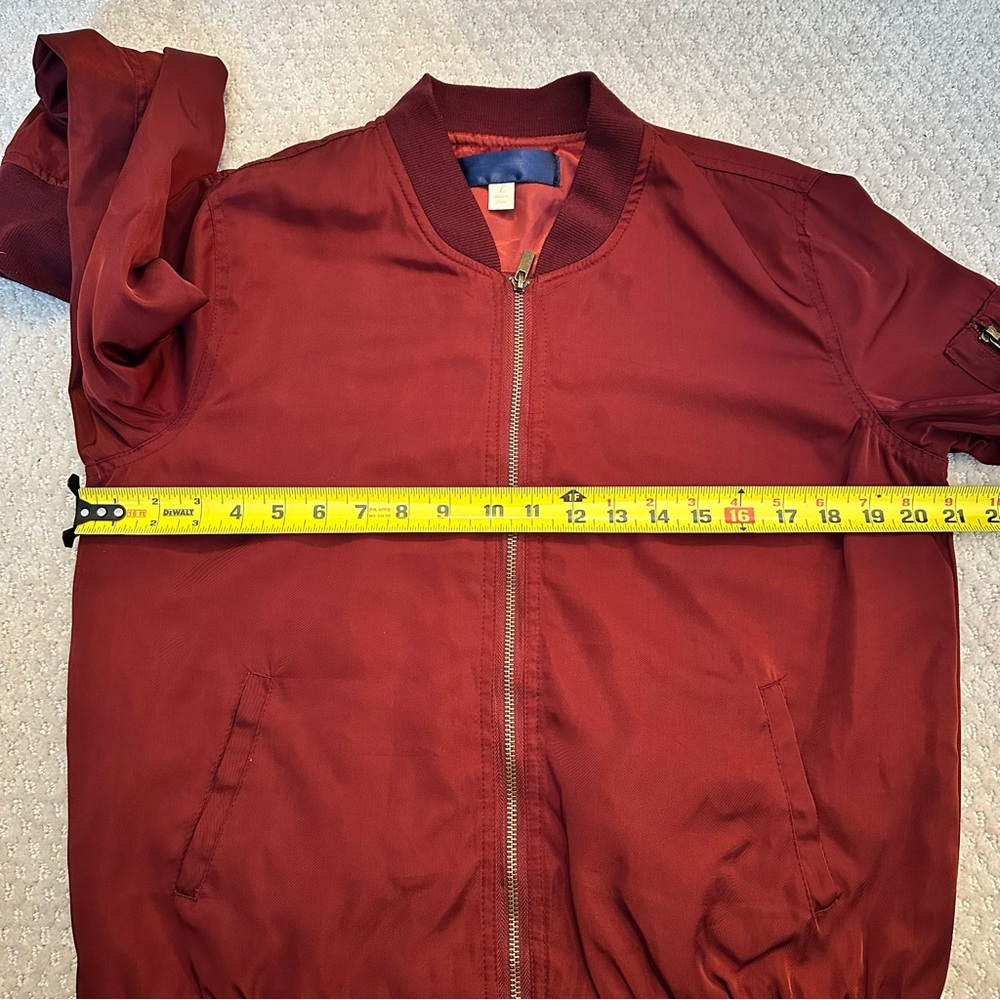 Blue Rain Maroon Satin Full Zip Bomber Jacket Y2K Streetwear | Large - Picture 9 of 9